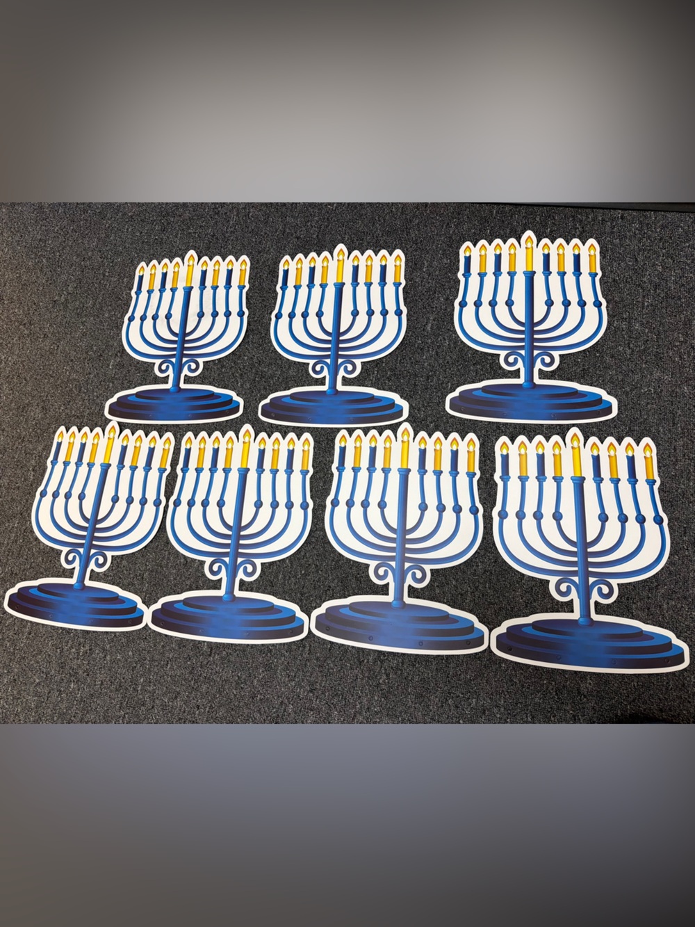 Hanukkah lot of 7, Blue Menorah Cutouts – Holiday Party Decorations